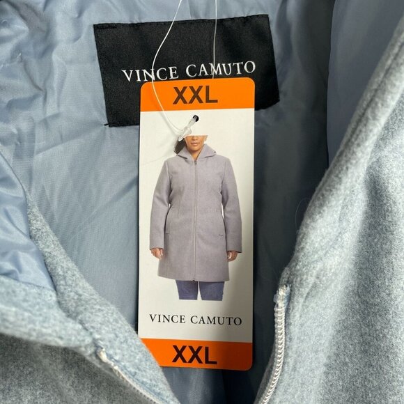 NEW Vince Camuto Women's XX-Large Hooded Light Gray, Blue Coat Polyester Blend - Picture 11 of 14